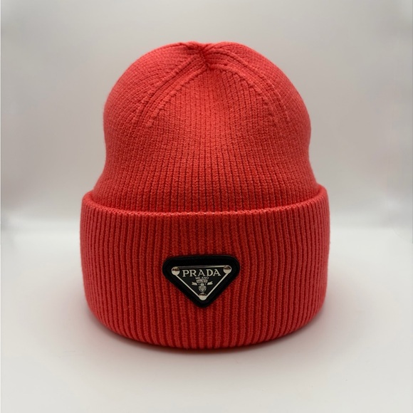 NEW knitted cuffed beanie Hat (Red-Orange) - Picture 1 of 6